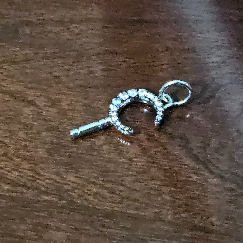 Rare Monica Rich Kosann Dream Crescent Moon Pocketwatch Key Sapphire 925 Charm — image 4 of 8